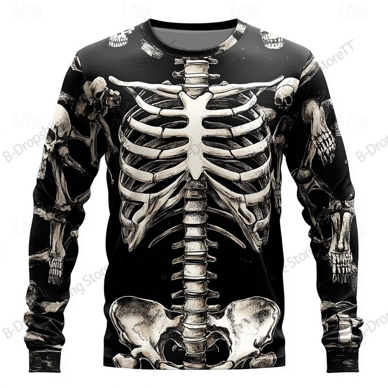 2026 Nieuw Schedel Mannen Grafisch Skelet Lange Mouwen T-shirt Halloween 3D Print T-shirt Mannen Vrouwen Mode Hip Hop Harajuku Tops T-shirts