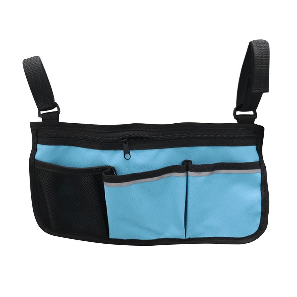 Side Bag Portable Multiple Pockets Carry Bag Waterproof Hanging for Travel Rollators Mobility Chairs Bed Rail Outdoor