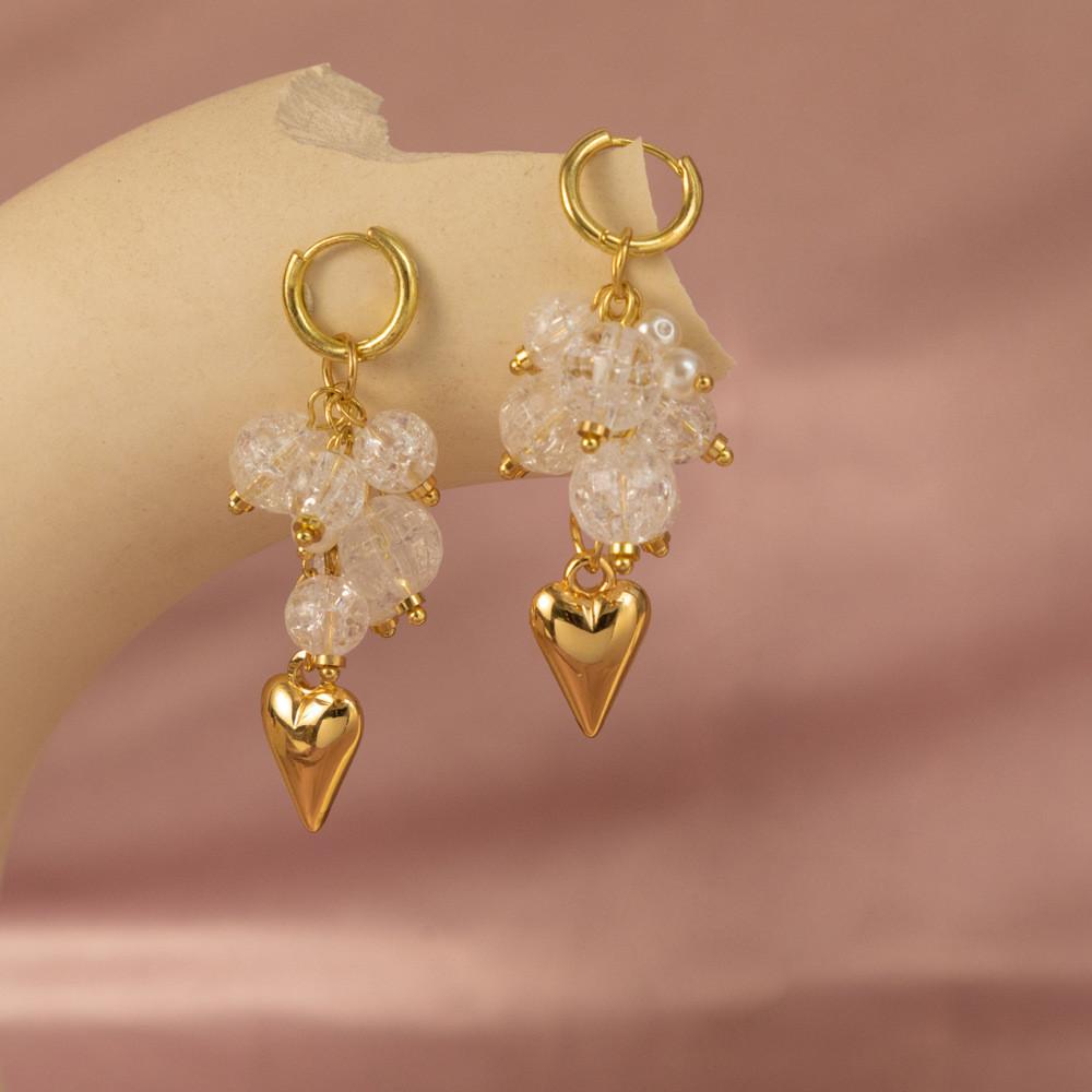 Heart Modern Geometric Earrings 2023 Trendy Gold Plated Hoops Women For