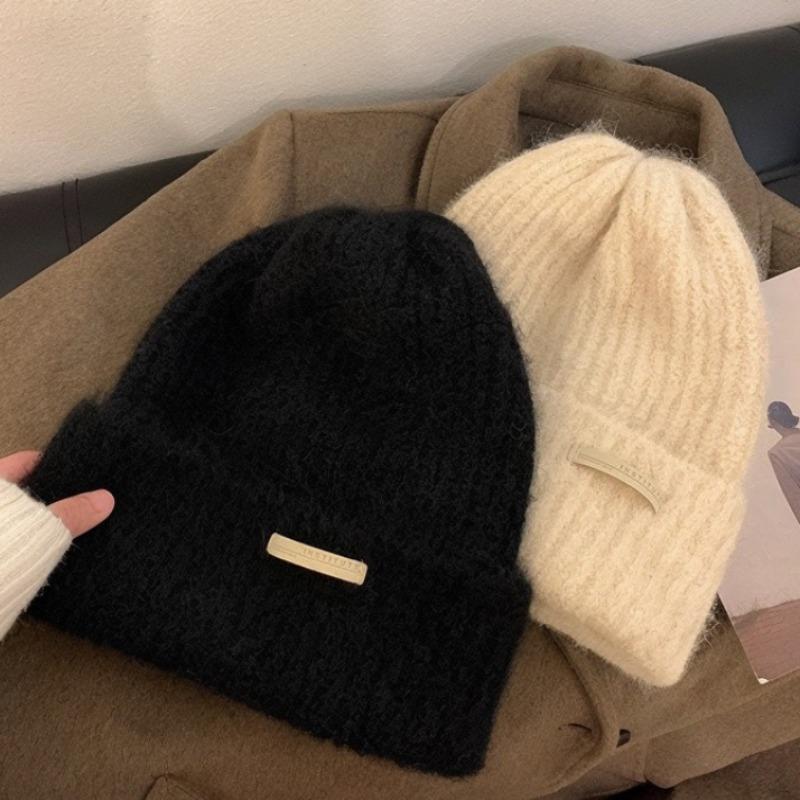 Autumn and Winter Big Head Circumference Knitted Beanie Winter Warm Ear Flap Cap for Couple Oversized Slouchy Gray Unisex Thermal Cold Weather