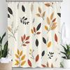 1Pc Autumn Leaf Print Polyester Shower Curtain Bathroom Decoration Curtain,Hanging Curtain With Hooks Machine Washable