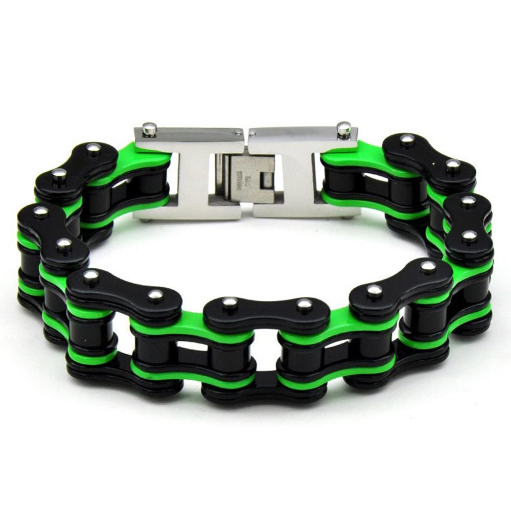 Punk Pulseiras e Braceletes Laranja de Bicicleta para Homem Preto Corrente de Motocicleta Pulseira Homem Mulher Aço Inoxidável Joias de Pulso Biker