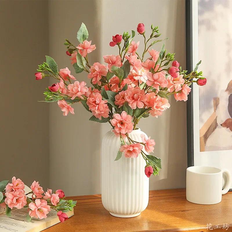 Simulation Flowers Silk White Camellias Bouquet Bedroom Decorative Artificial Pink Camellia Wedding Decorative Fake Flower