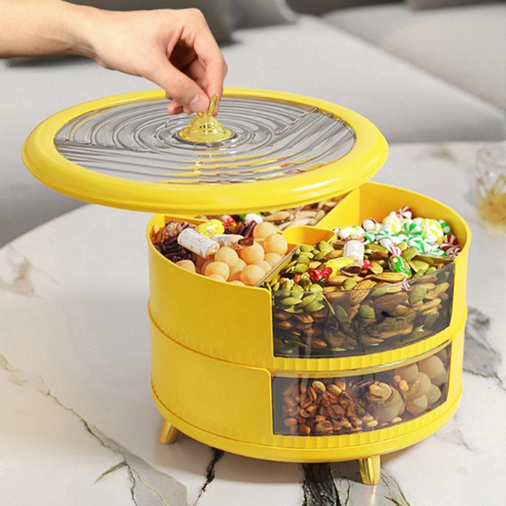 Round Shape Food Storage Tray Candys Storage Box With Lid Home Desktop Decoration