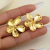 1 Pair Geometric Chic Iron Stud Earrings For Women Fashion Elegant Gold Color Floral Retro Design Earring Daily Wear Jewelry
