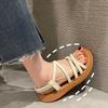 Upgraded New Roman Sandals Women's Flat-soled Elastic Band Soft-soled Summer Women's Cross-strapped Sandals