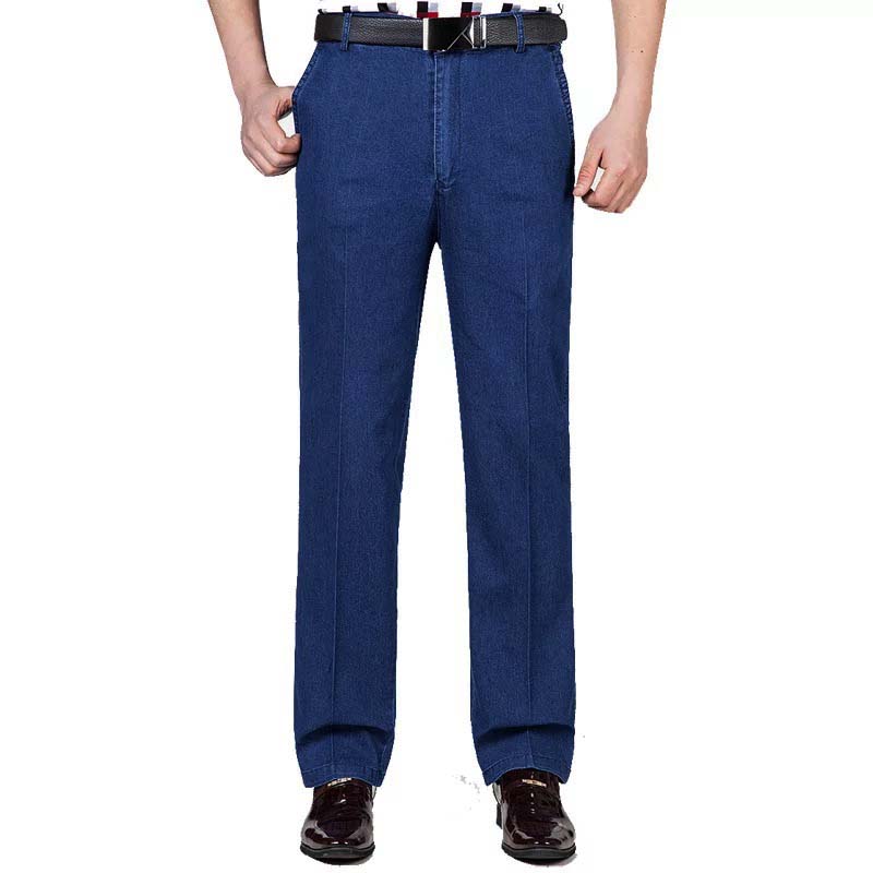 Men's Jeans Spring and Summer High Waist Loose Stretch Business Casual Denim Trousers