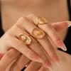 Starfish Epoxy Oval Ring: Adjustable Stainless Steel Finger Jewelry for Women In a Simple, Stylish Design.