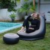 Inflatable Flocked Sofa & Footstool Set: Portable Tatami, Perfect for Lazy Naps & Camping.