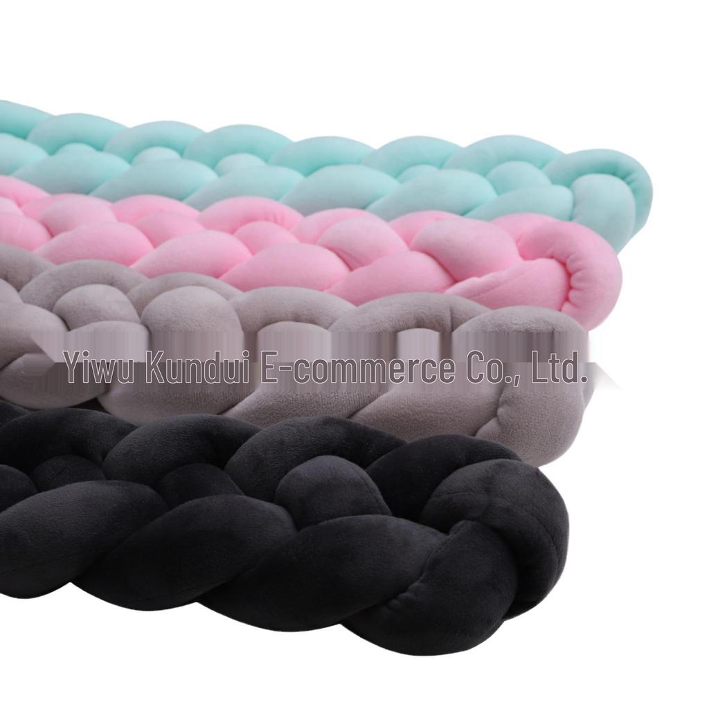 Four-Strand Danish Braided Cushion: Knotted Cable Knit for Children's Room Anti-Collision Bed Rail