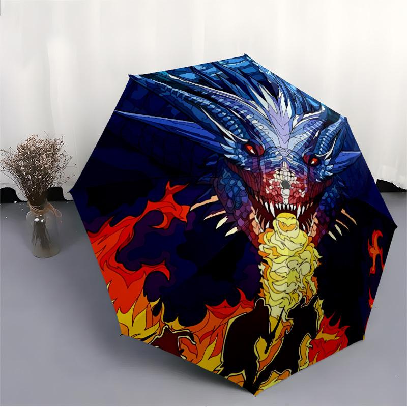 1pc Dragon Fire Breath Folding Umbrella | Elegant Design, Fashionable Accessory, Durable Construction, Sturdy Ribs Yy251107095