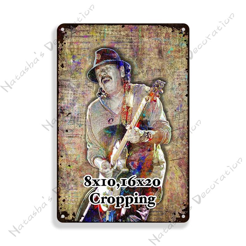 Santana Poster Dekorative Platte Rockmusik Metallposter Garage Club Metall Blechschild Metallplakette Wandplatte Man Cave Wanddeko
