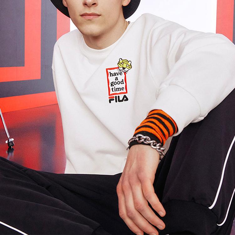 New FILA x Have A Good Time Co branded Year Of The Tiger Collection Sweatshirt Unisex Cloud White F11U219204F-WT