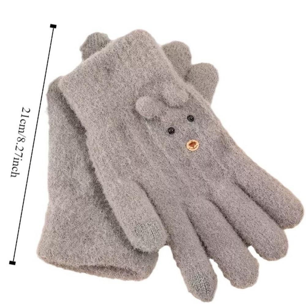 Knitting Gloves Five Finger Cycling Driving Gloves Full Finger Mittens  Winter