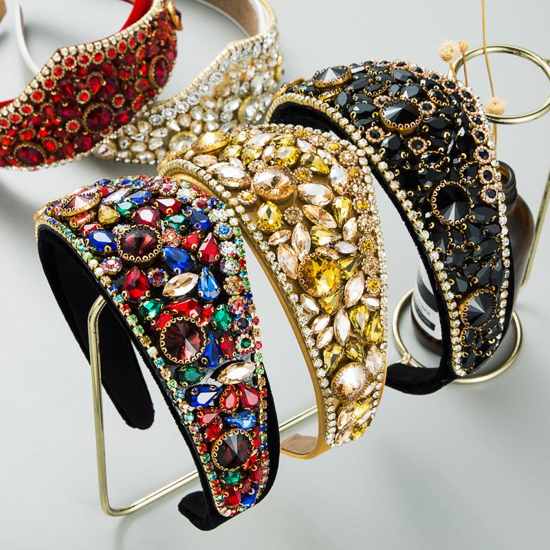 Color Rhinestone Headbands Fashion Hair Accessories Women Party Full Diamond Super Flash Crown Hairband Hair Band Hoop Headwear