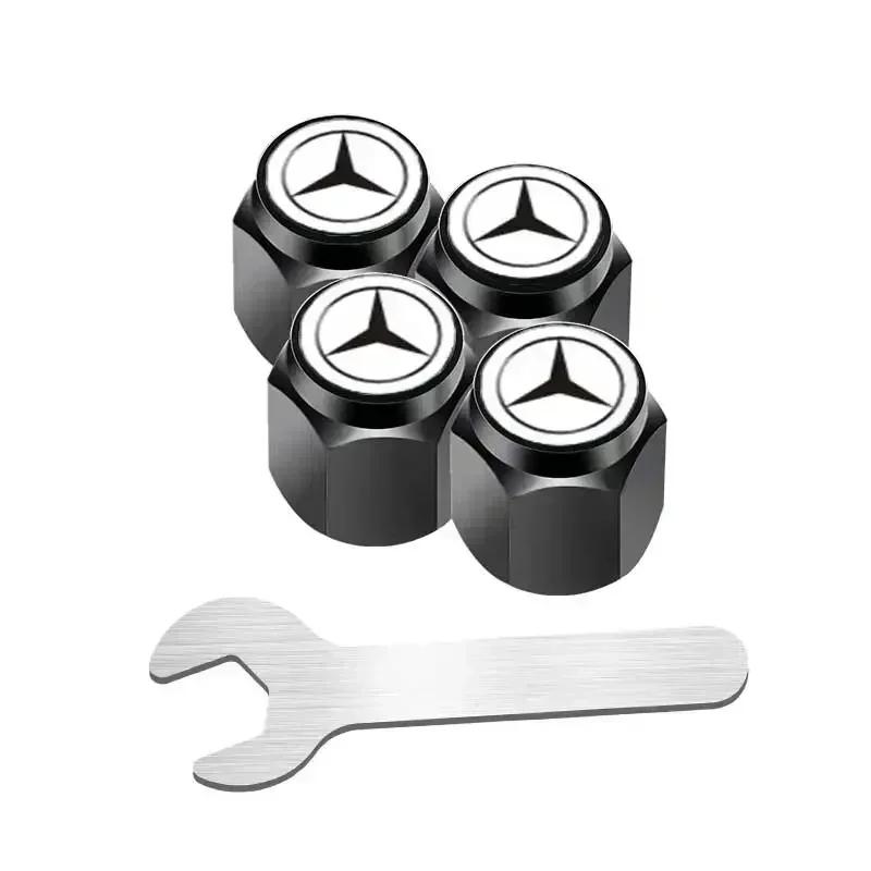 C200 E200 New 2025 For Mercedes Benz 4pcs Alloy Car Wheel Stem Air Valve Cap Tire Dust Cover Accessory For Mercedes Benz W222 W2