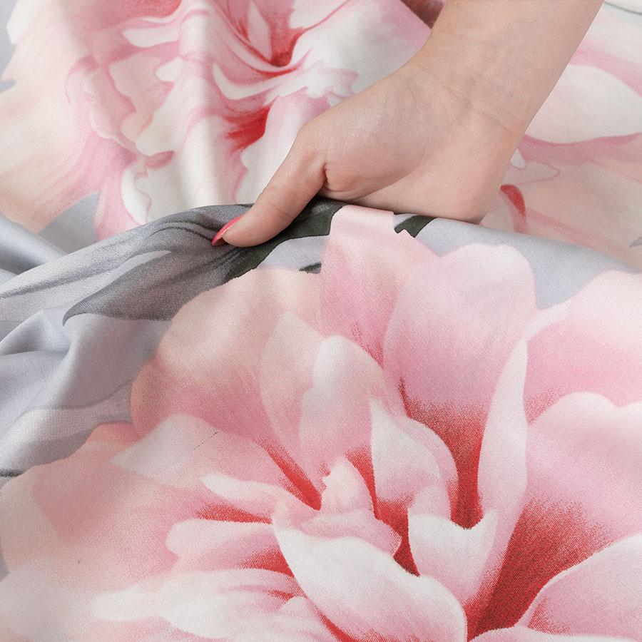 MARIGOLD bedding set 160x200 cm - satin cotton, floral pattern