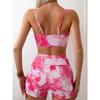 Träger-Bikini 2025 Damen High Waist Badeanzug Tie Dye Kordelzug Bademode Damen Bademode Baden Schwimmen Badeanzug Strandmode
