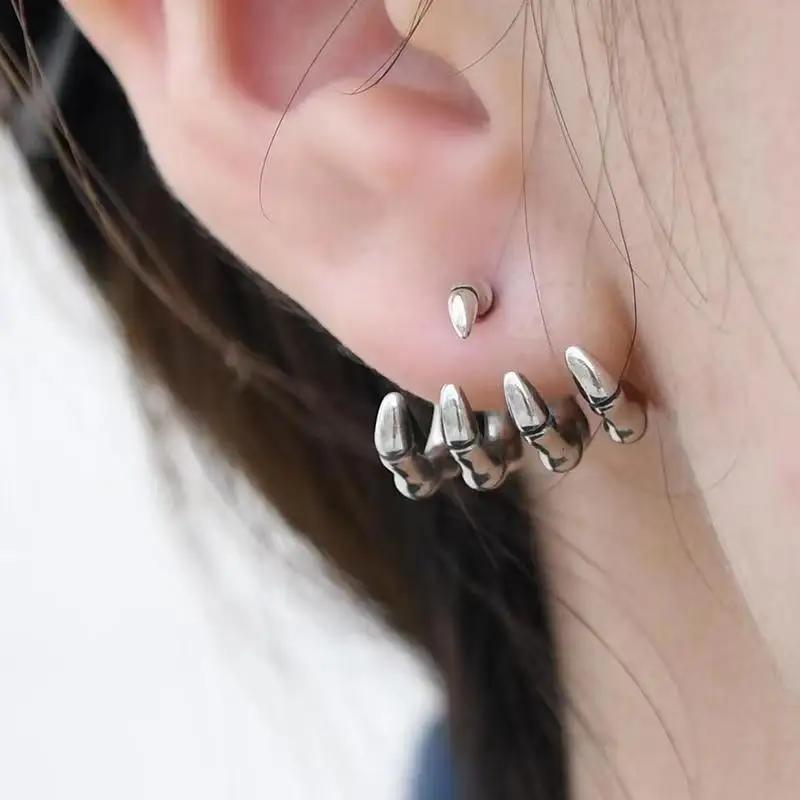 Creative Gothic Punk Skull Hand Skeleton Stud Earring for Men Women Silver Color Halloween Fashion Jewelry Accessories Wholesale
