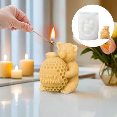 Forma na válec se medvědem Roztomilý medvěd Zvířecí sloupová svíčka Silikonová forma pro výrobu mýdla a svíček Lití pryskyřice Aromaterapeutické svíčky Vosk Polymerová hmota