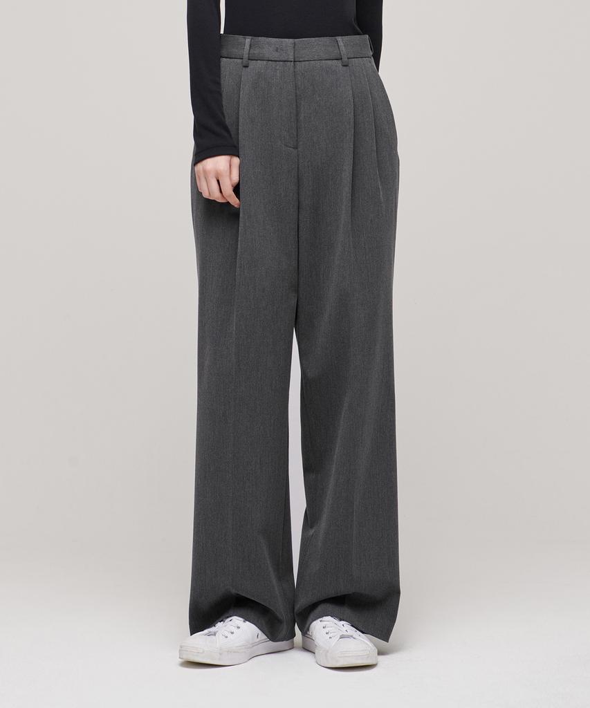 MUSINSA STANDARD WOMAN Women'S High-Waisted Wide Hidden Banding Slacks [Medium Gray]