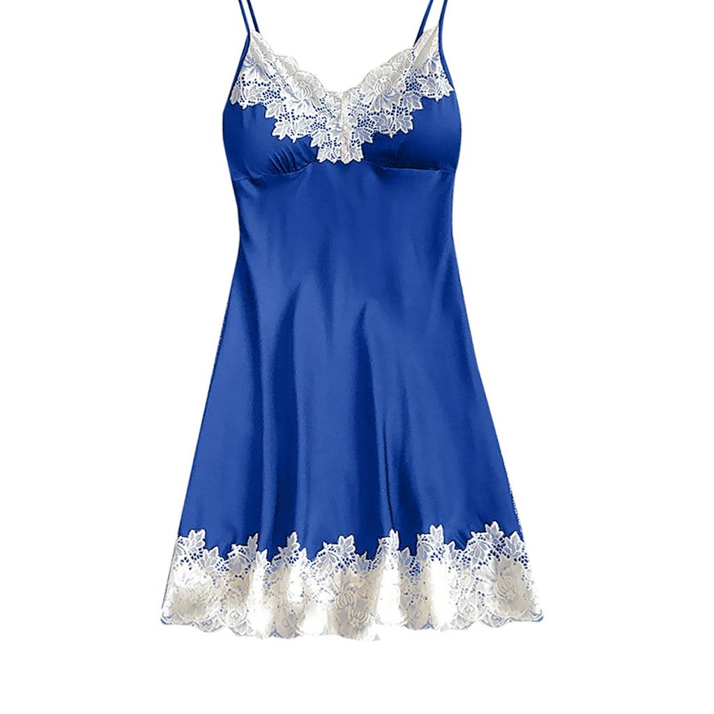 Women's Elegant Satin Nightgown with Lace Trim, Adjustable Straps, Comfortable Sleepwear, Perfect for Night and Lounge