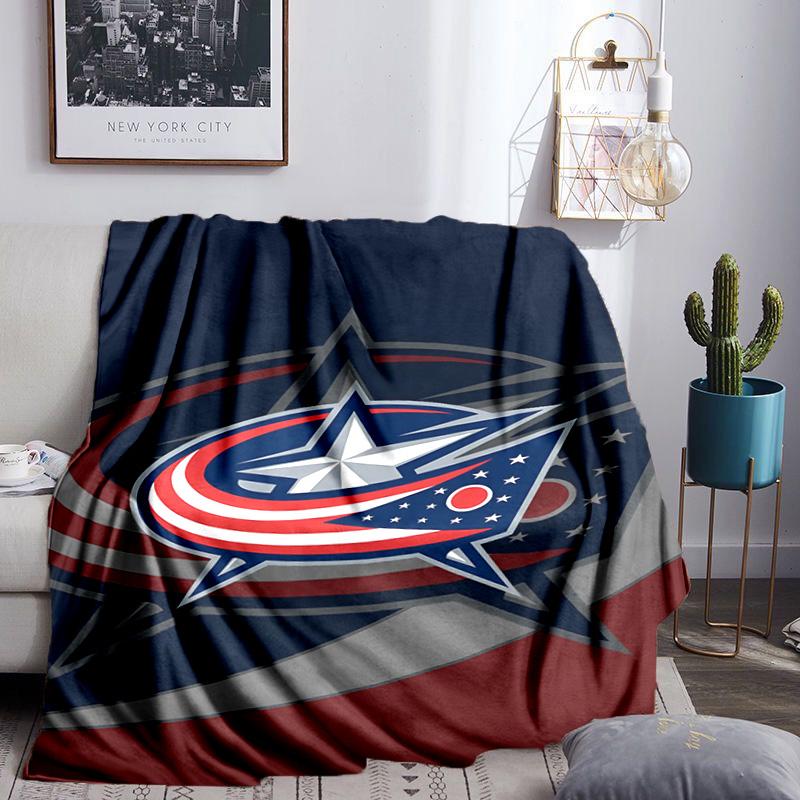 Columbus Blue Jackets Logo Throws Blanket Flannel Blankets Plush for Couch Bed Gifts for Men Women Travel picnic blanket Christmas fan gifts