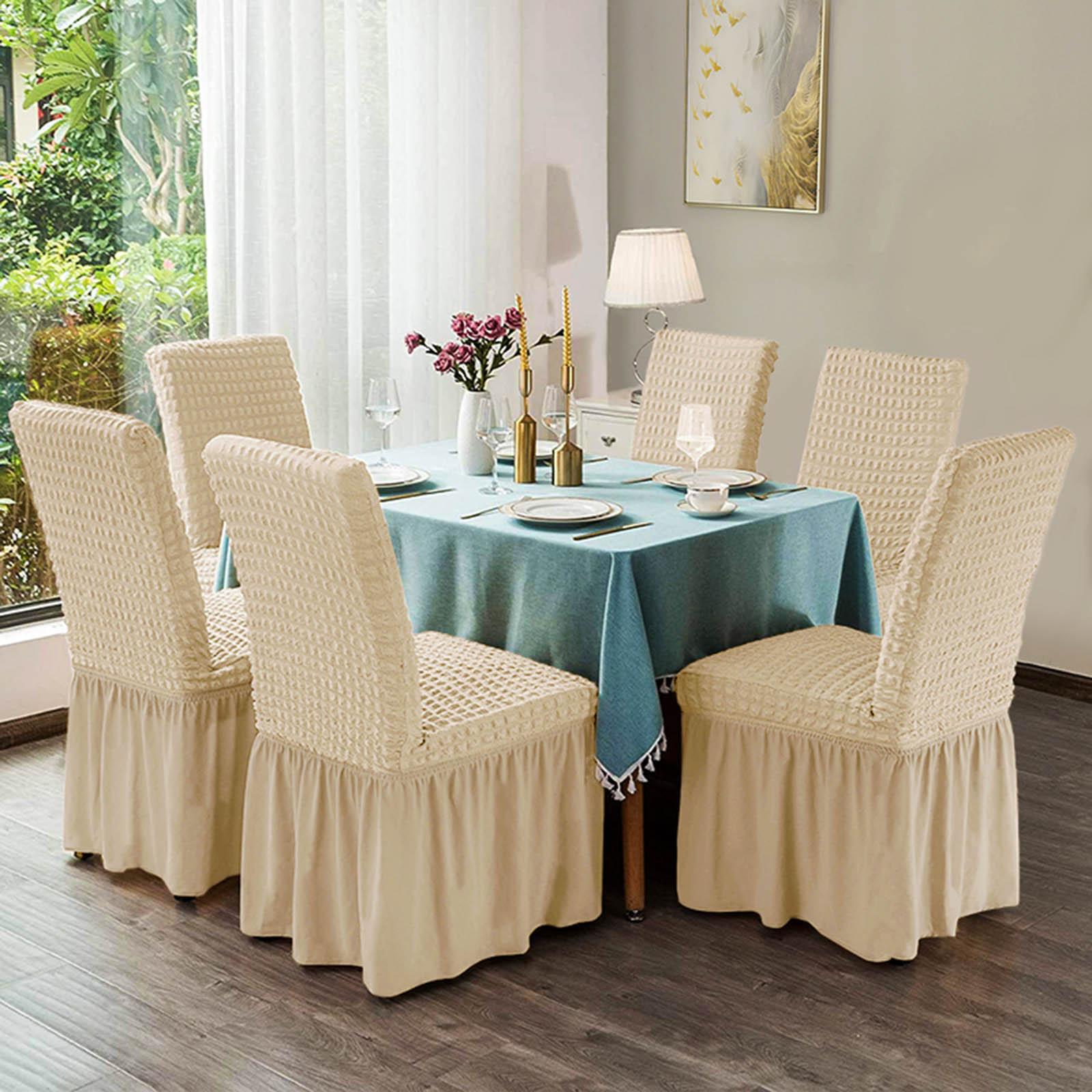 Seersucker Chair Cover for Dining Room Banquet Chair Slipcover Stretch Chair Skirt Elastic Wedding Party Chair Decoration
