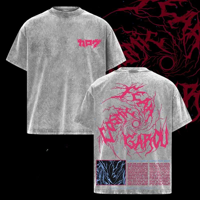 Manga One Punch Man Printed Tee Men Short Sleeve Clothing Washed Cotton T-shirt Vintage Casual T Shirt Harajuku Oversized Tshirt