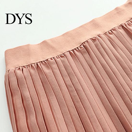 Indoor And Outdoor Wear Skirt Women Pleated Midi Elastic High Waist Solid Color for Smooth Outline Slimming Daily