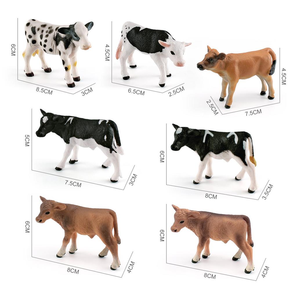 Delightful Farm Pvc Animal Figurines Black Spotted Dairy Cow Yellow Cow Jersey Calf Toys