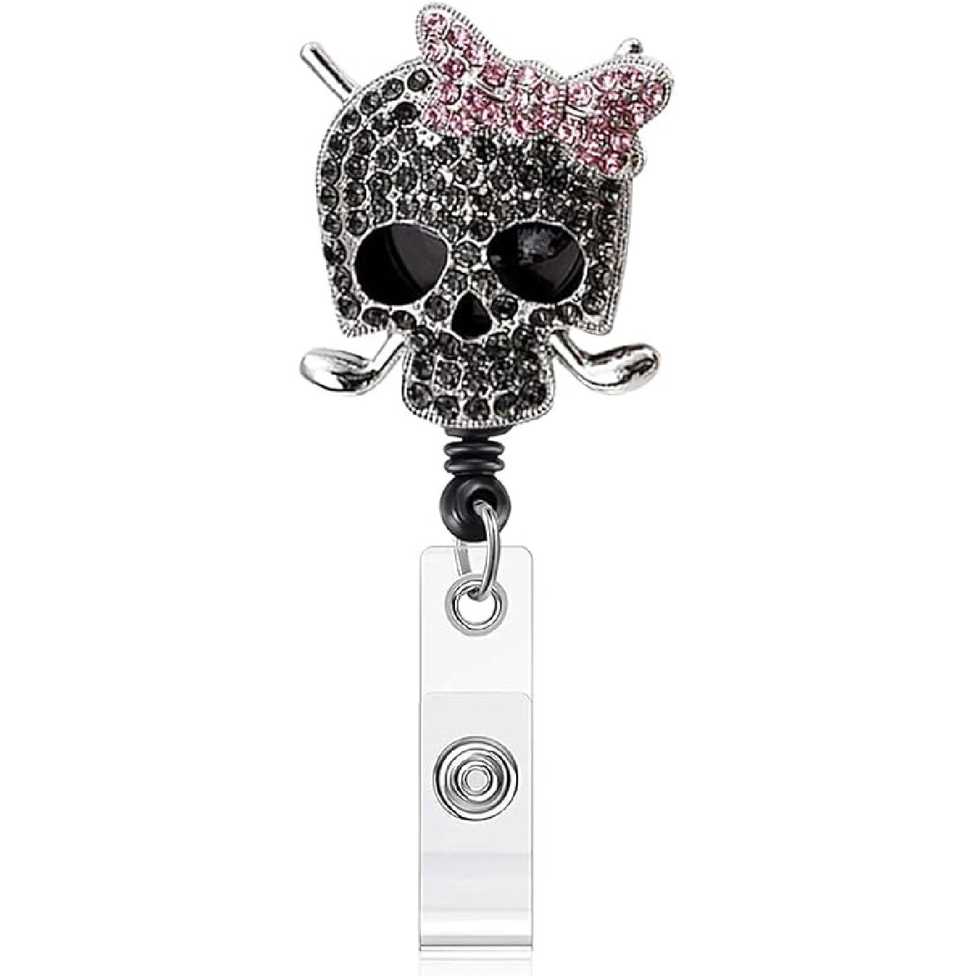 

Держатель для бейджа медсестры, Выдвижной клип для бейджа с жемчужным хрустальным цветком, Катушка для бейджа с зажимом-аллигатором, Выдвижной шнур 26 дюймов Type A