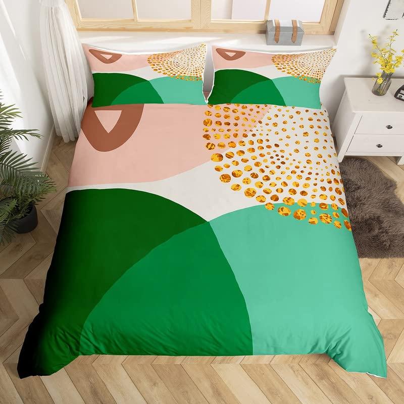 Floral Abstract Geometric King Duvet Cover Boho Exotic Bedding Set Colorful Retro Flower Comforter Cover Polyester Quilt Cover