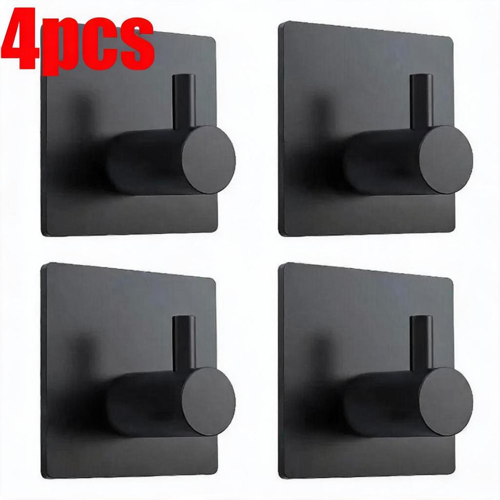 1/1pc Bathroom Stainless Steel Robe Hook Multi-Purpose Adhesive Wall Towel Hook Home Kitchen Hardware Sundries Storage Hooks