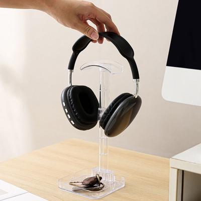 Universal Plastic Headphones Stand Rack Transparent with Phone Holder Headphone Bracket Detachable Storage Tray Headset Holder