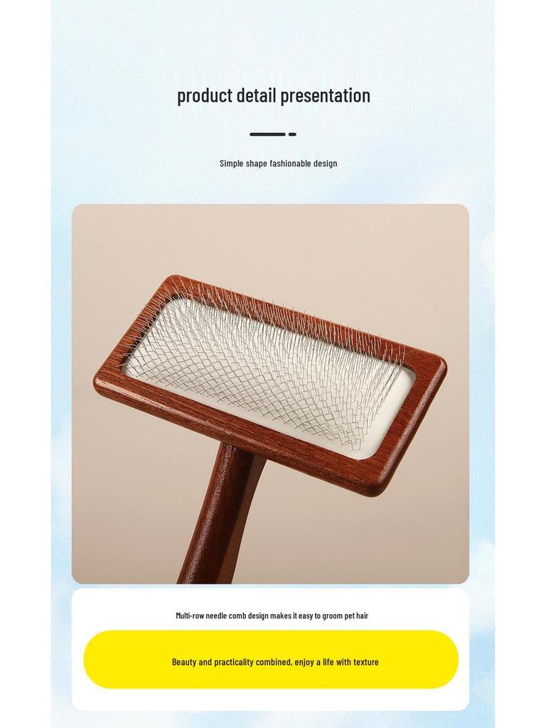 Solid Wood Pet Deshedding Comb for Cats & Dogs – Grooming & Hair Removal Brush for Long-Haired Breeds