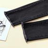 2025 High-Waisted Slimming Elastic Denim Skinny Pencil Pants with Frayed Edges – Trendy Korean Style for Spring and Autumn