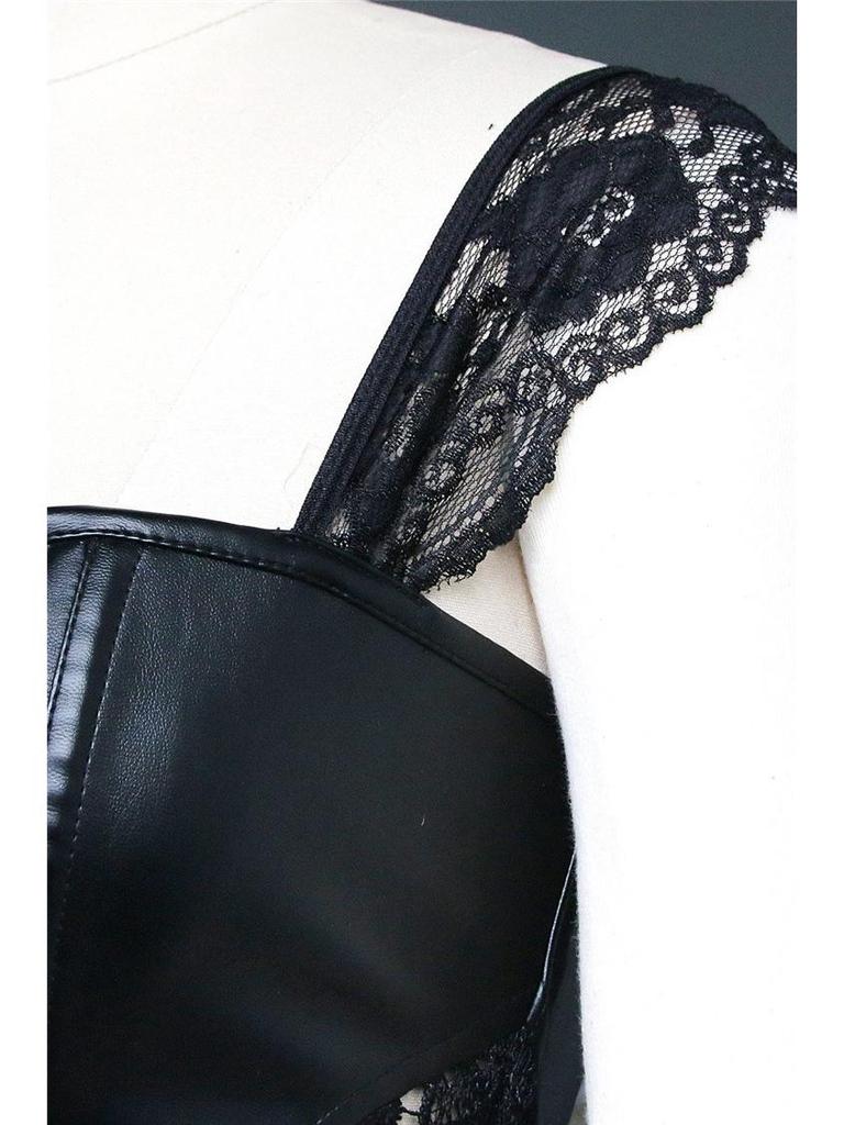 Chic Faux Leather Cutout Corset Lingerie