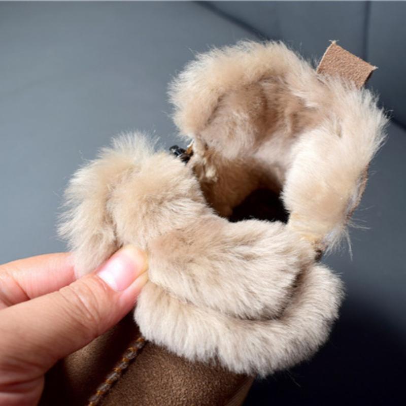 Nové zimní dětské sněhule Pravá kůže Dívčí boty Teplý plyš Chlapecké boty Módní dětské boty Dětské batolecí boty