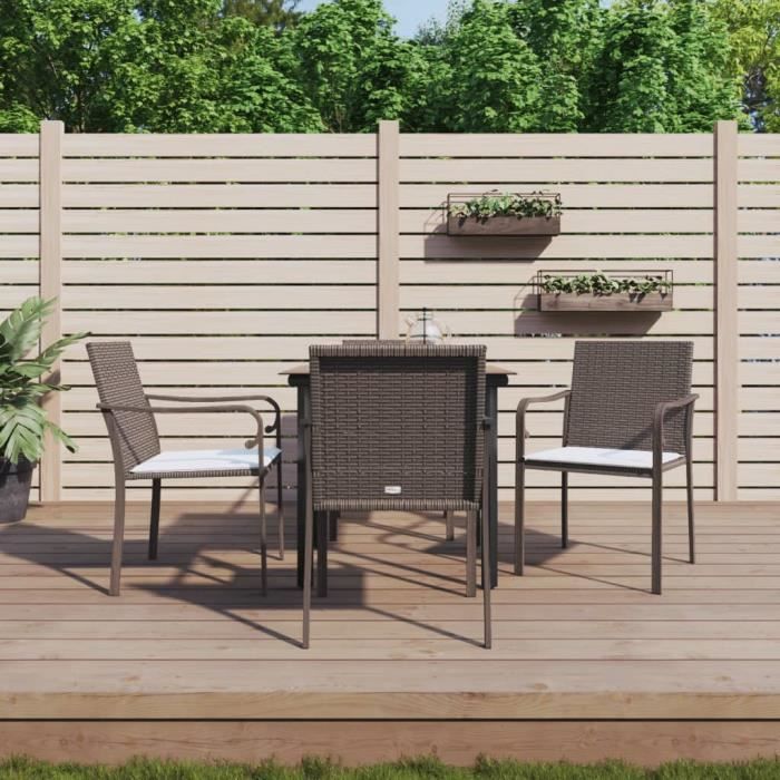 VidaXL Garden Dining Set 5 Pcs Cushions Woven Resin Steel 3186954