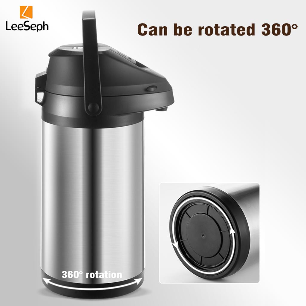 Stainless Steel Air Pressure Insulation Pot, Double Walled Insulated Coffee Thermal with 360 Rotating Base, for Family Friend