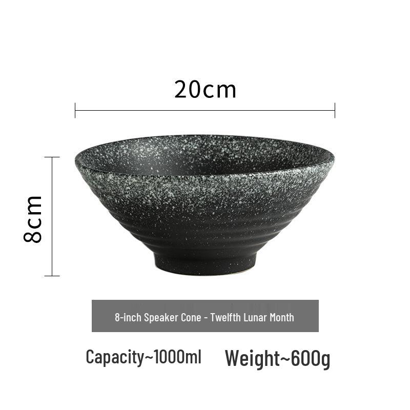 Japanese-Style Ceramic Ramen Bowl - Large Retro Conical Hat Design for Soup, Salad, and Noodles