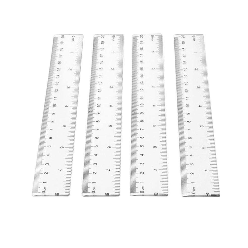 20cm 8 Inch Clear Plastic Ruler, Straight Ruler Measuring Tool with Easy-to-Read Scale, for Students, Schools, Stationery Supplies