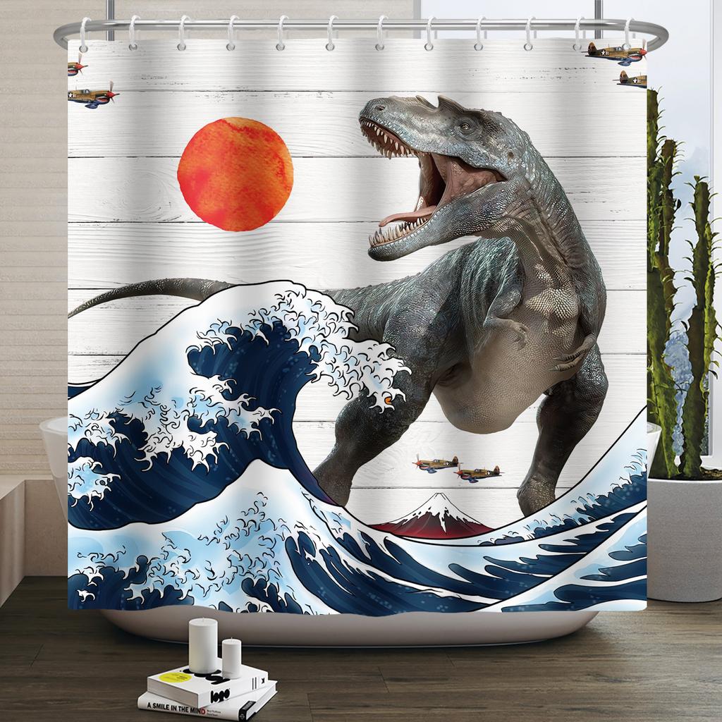 Funny Dinosaur Shower Curtain for Bathroom Cute Animal Cool Dinosaur Children Bathroom Curtain Waterproof Bath Curtain Decor
