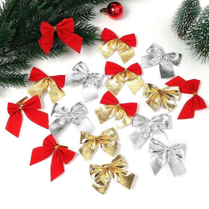 12Pcs 5cm Christmas Decorations Bow Xmas Tree Pendant Ornament for Home Room Decor Navidad New Year Party 2026 Gifts Accessories