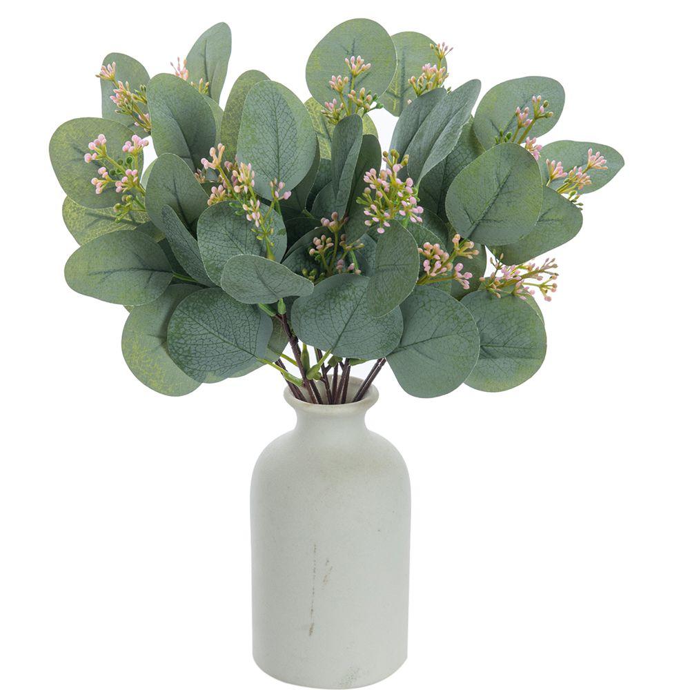 Artificial Eucalyptu Leaves Stems Eucalipto Branche Carrying Fruit Christmas Floral Bouquets Wedding Holiday Greenery Home Decor