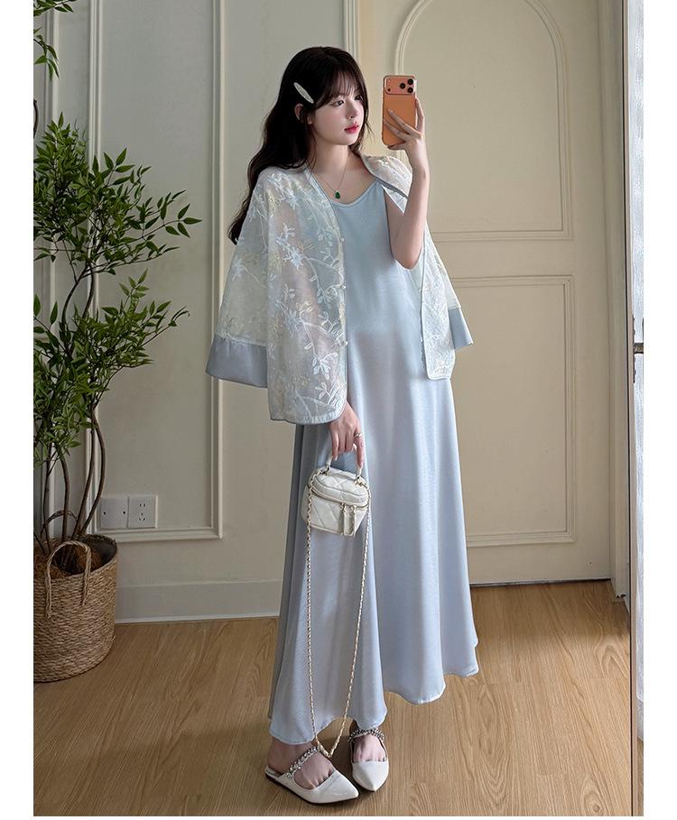 Elegantes Sommer-Umstandskleid 2026 im chinesischen Stil mit geprägtem Sonnenschutz