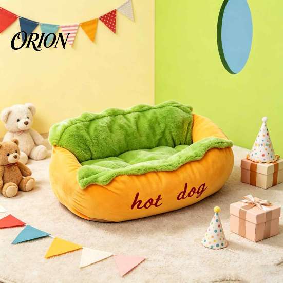 Safe Sleeping Space for Cats Hot Dog Pet Bed, Soft Cozy Plush Removable Washable Mat, Decorative Sofa Cute Bun Bed Dogs, Novelty