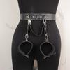 Women Leather Handcuffs Sex Bondage Wrist Cuffs Behind  Kit Adjustable Waist Strap Adult SM Game Erotic Sex Toy for Couples