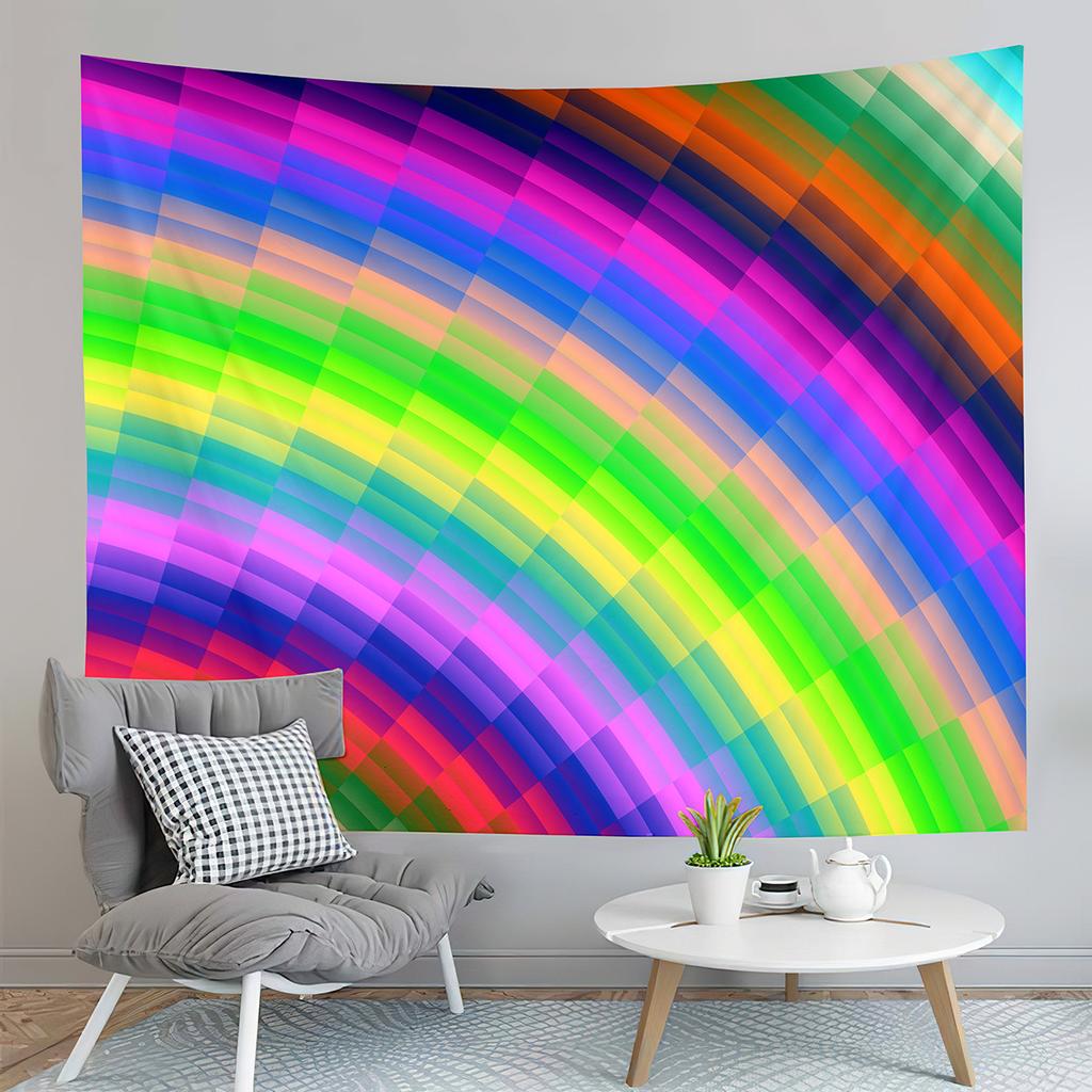 Colorful Rainbow Style Tapestry Abstract Aesthetics Tapestry Art Home Living Room Bedroom Dorm Wall Hanging Decorative Blanket